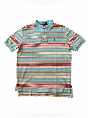Polo Ralph Lauren Striped Polo Shirt Teal Green L